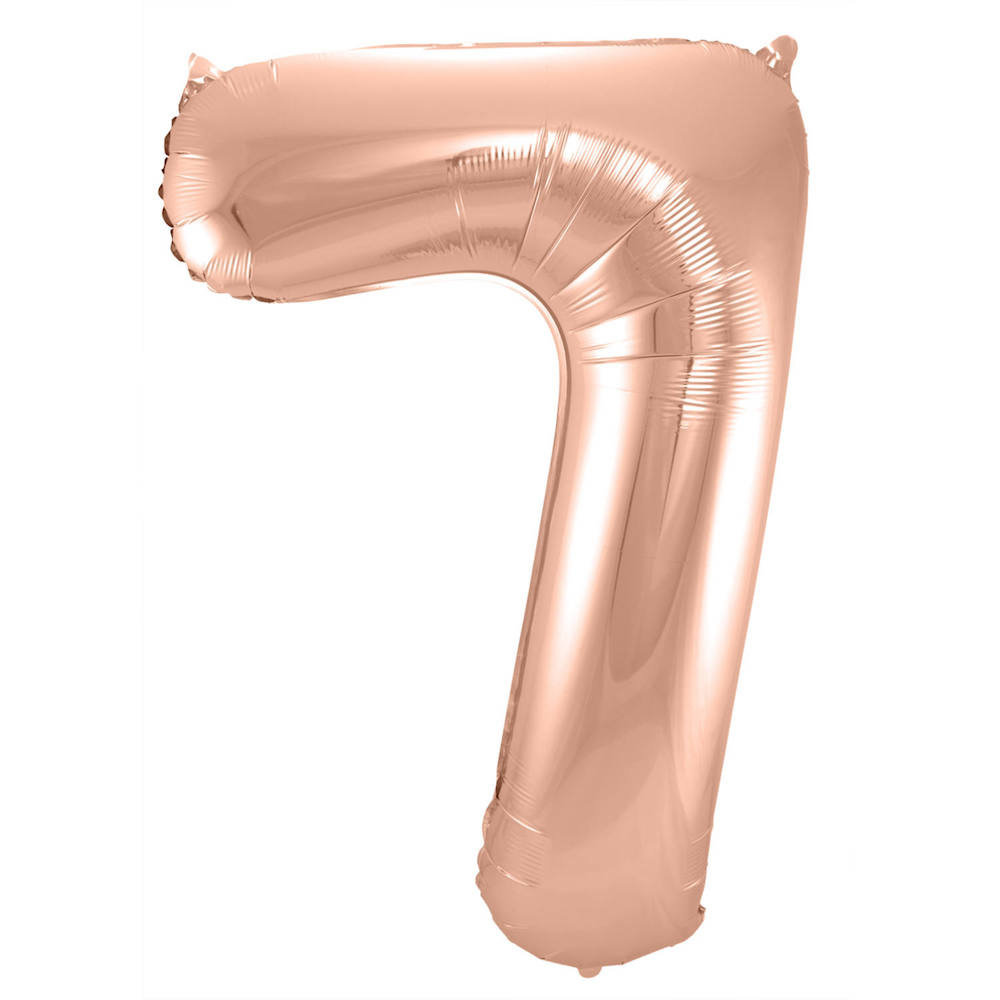 XL Cijfer 7 Folieballon Roségoud - 86 cm
