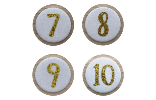Verjaardagskroon Cijferbuttons 7/8/9/10 (Goud) - per set