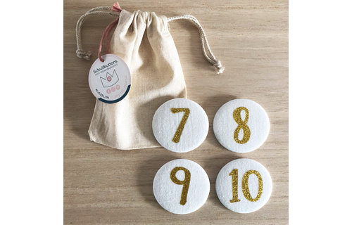 Verjaardagskroon Cijferbuttons 7/8/9/10 (Goud) - per set