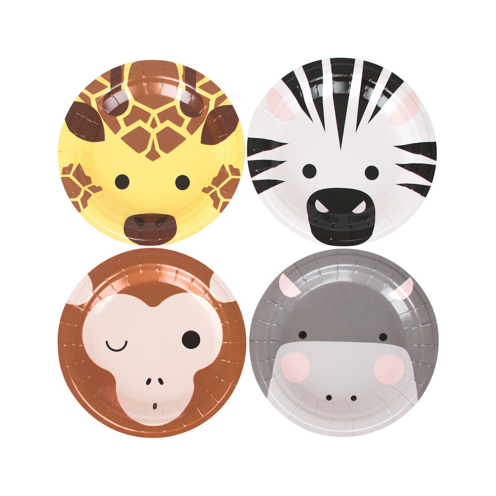 Wilde Dieren Bordjes - 8 stuks - 18 cm - Mini Safari