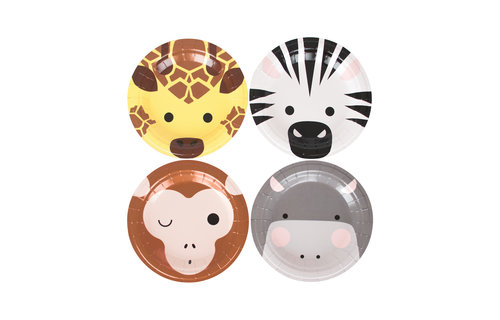 Wilde Dieren Bordjes - 8 stuks - 18 cm - Mini Safari