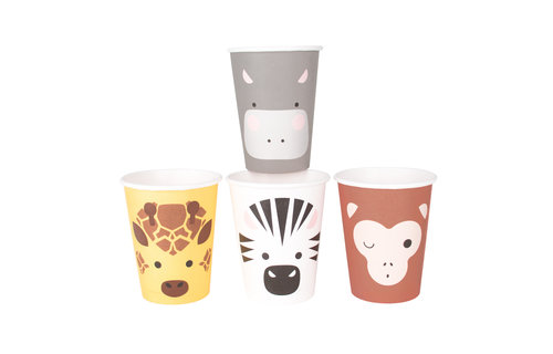 Wilde Dieren Bekers - 8 stuks - Mini Safari