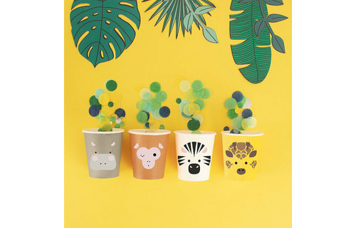 Wilde Dieren Bekers - 8 stuks - Mini Safari