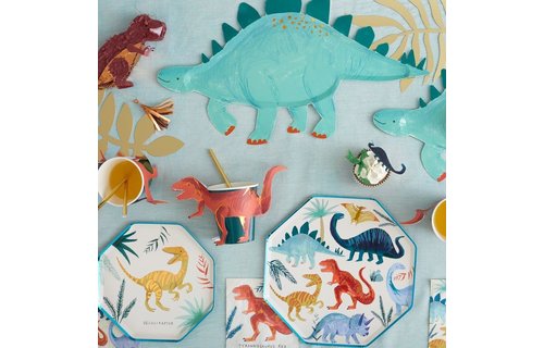 Dinosaur Kingdom Stegosaurus Borden - 4 stuks - Dino feestartikelen