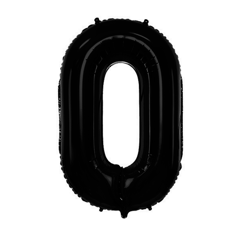 XL Cijfer 0 Folieballon Zwart - 86 cm