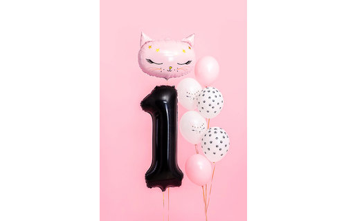 XL Cijfer 1 Folieballon Zwart - 86 cm - 1 jaar folieballon