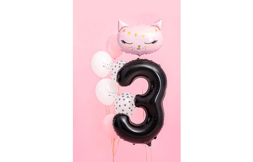 XL Cijfer 3 Folieballon Zwart - 86 cm - 3 jaar folieballon