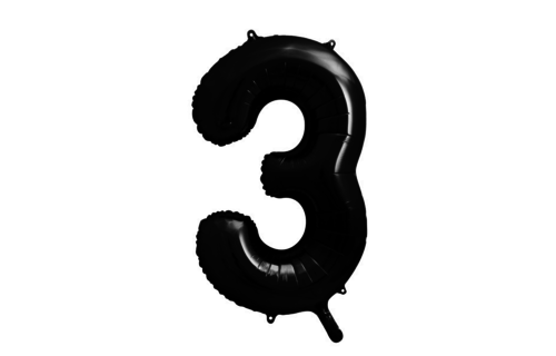 XL Cijfer 3 Folieballon Zwart - 86 cm - 3 jaar folieballon