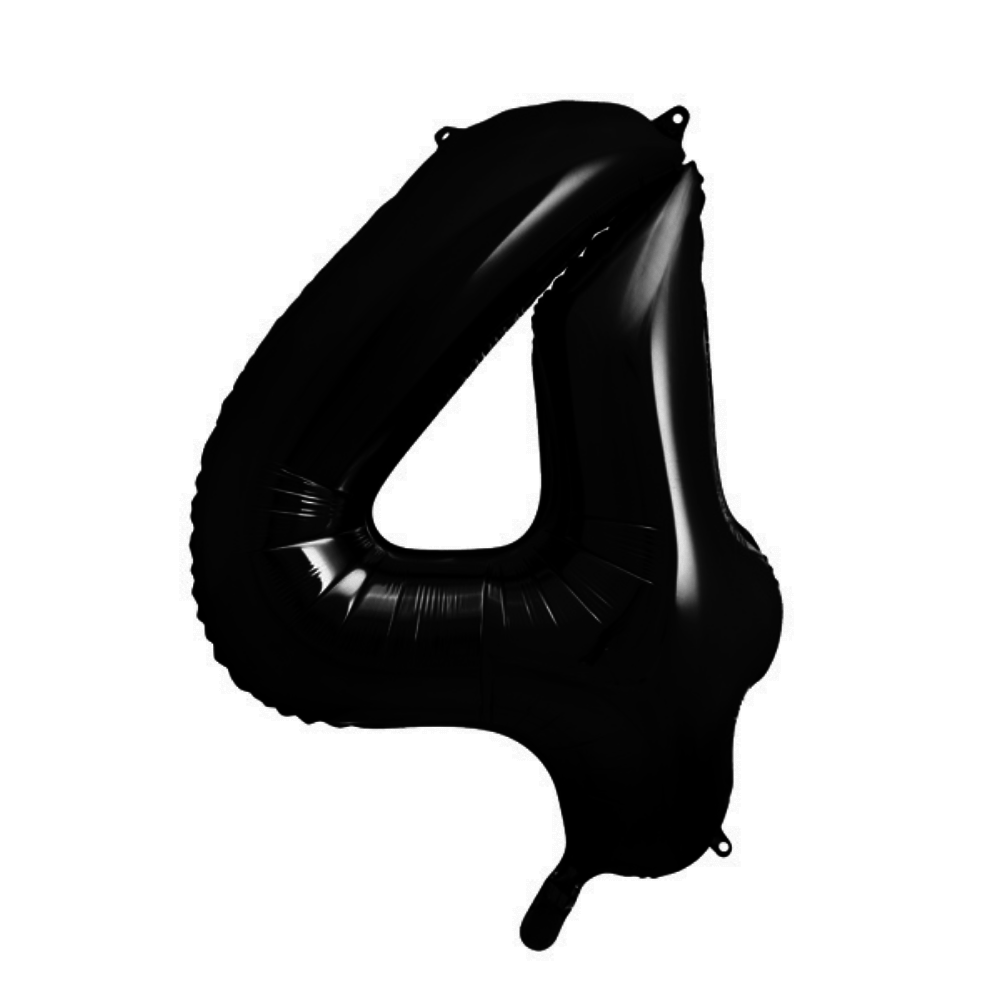 XL Cijfer 4 Folieballon Zwart - 86 cm - 4 jaar folieballon