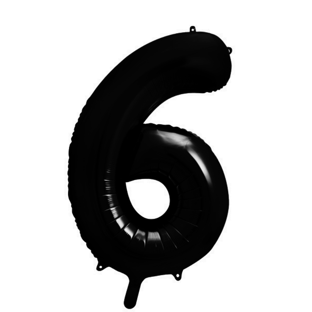 XL Cijfer 6 Folieballon Zwart - 86 cm - 6 jaar folieballon