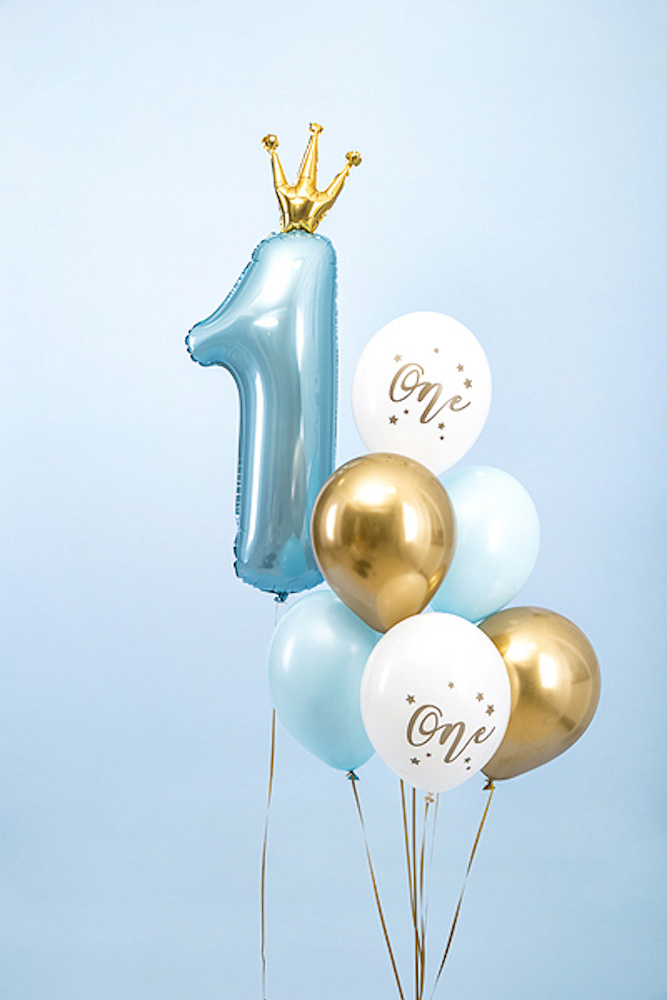 Scarp bestrating paddestoel 1 Jaar Ballonnen 'One' Blauw en Goud | 1e Verjaardag Versiering - Hieppp
