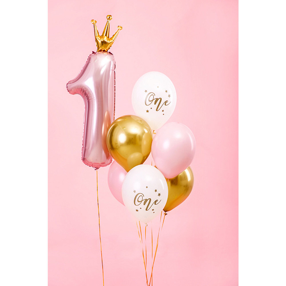 1 Jaar Ballonnen 'One' Roze en Goud 1e Verjaardag Versiering Hieppp