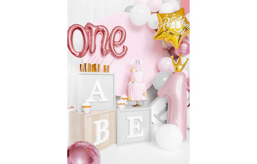 'One' Folieballon Rosegoud - per stuk - 1 jaar folieballonnen
