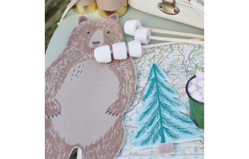 Bruine Beer Borden - 8 stuks - Woodland Adventures van Meri Meri