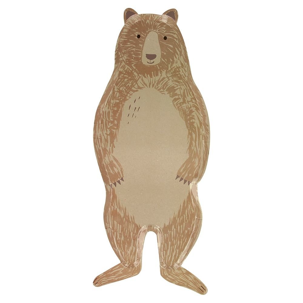 Bruine Beer Borden - 8 stuks - Woodland Adventures van Meri Meri