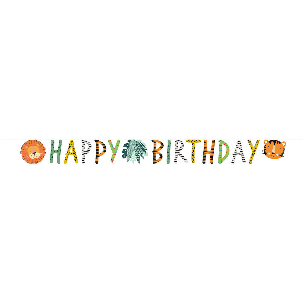 Get Wild Slinger 'Happy Birthday' - per stuk - Jungle feestartikelen