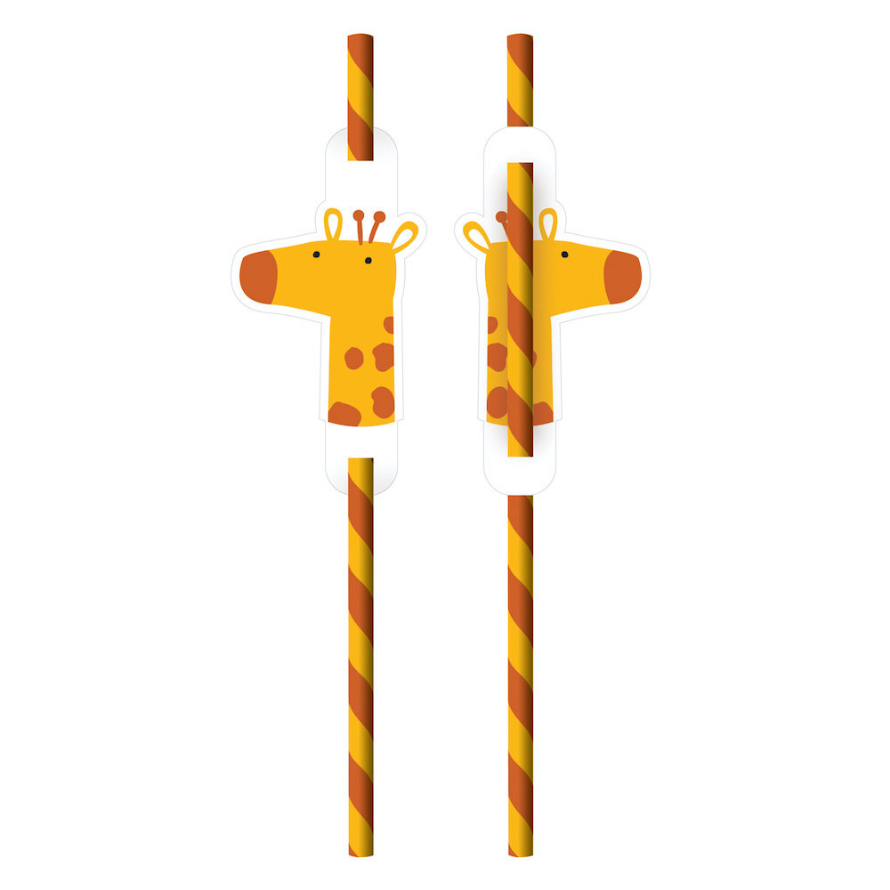 Get Wild Rietjes (Giraffe) - 8 stuks - Jungle feestartikelen