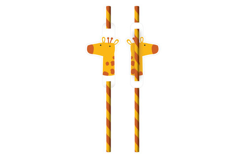 Get Wild Rietjes (Giraffe) - 8 stuks - Jungle feestartikelen