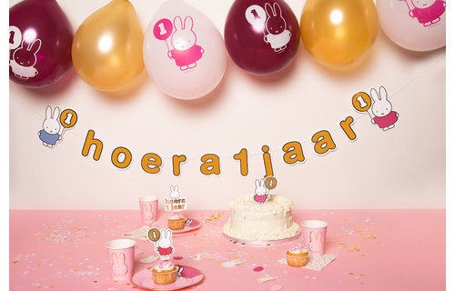 Nijntje 1 Jaar Ballonnen Roze - 6 stuks - Nijntje feestartikelen