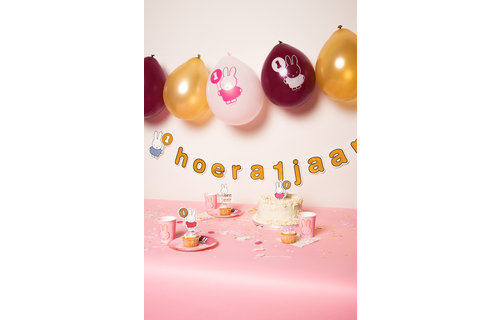 Nijntje 1 Jaar Ballonnen Roze - 6 stuks - Nijntje feestartikelen