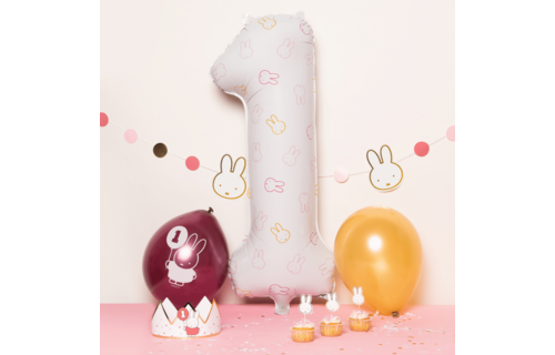 Nijntje 1 Jaar Ballonnen Roze - 6 stuks - Nijntje feestartikelen