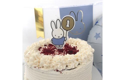Nijntje 1 Jaar Kaarsje Blauw - per stuk - Nijntje feestartikelen
