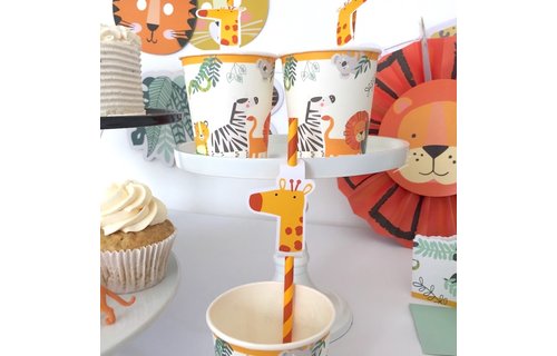 Get Wild Rietjes (Giraffe) - 8 stuks - Jungle feestartikelen
