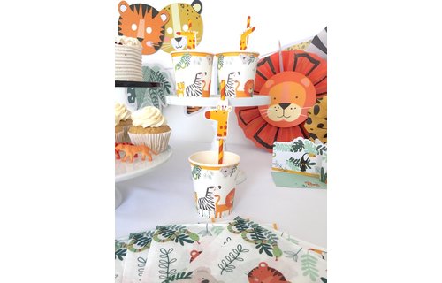 Get Wild Rietjes (Giraffe) - 8 stuks - Jungle feestartikelen