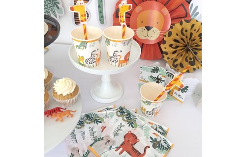 Get Wild Rietjes (Giraffe) - 8 stuks - Jungle feestartikelen