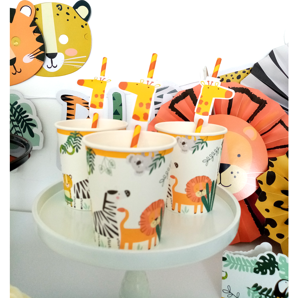Get Wild Rietjes (Giraffe) - 8 stuks - Jungle feestartikelen