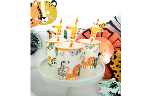 Get Wild Rietjes (Giraffe) - 8 stuks - Jungle feestartikelen