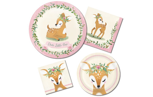 Deer Little One (Hert) Borden - 8 stuks - Woodland Feestartikelen