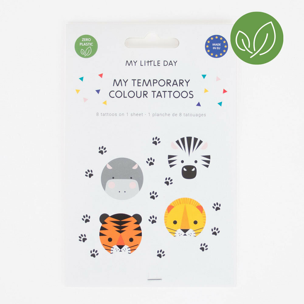 Safari Plaktatoeages - Set van 8 - Tijdelijke tattoos