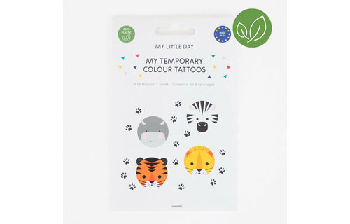 Safari Plaktatoeages - Set van 8 - Tijdelijke tattoos