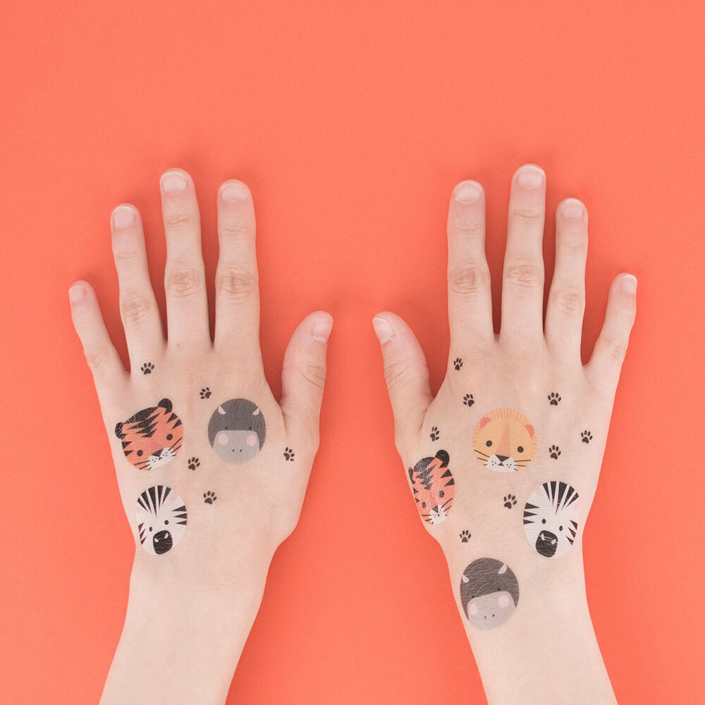 Safari Plaktatoeages - Set van 8 - Tijdelijke tattoos