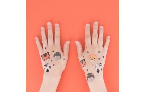 Safari Plaktatoeages - Set van 8 - Tijdelijke tattoos