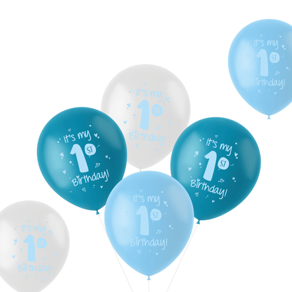 Aas genezen Boomgaard 1 Jaar Ballonnen 'Its My 1st Birthday' Blauw en Wit | 1e verjaardag - Hieppp