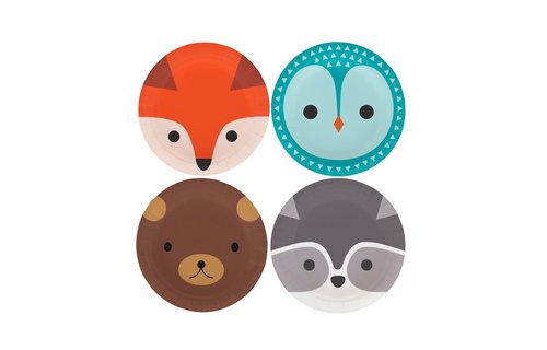 Mini Forest Animals Bordjes - 8 stuks - Woodland Bosdieren