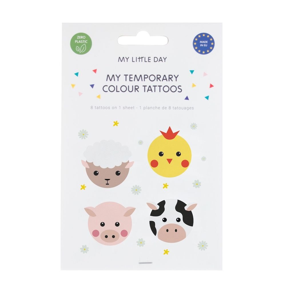 Mini Farm Animals Plaktatoeages - Set van 8 - Boerderijdieren