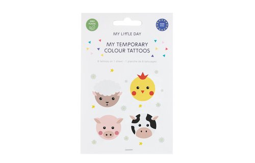Mini Farm Animals Plaktatoeages - Set van 8 - Boerderijdieren