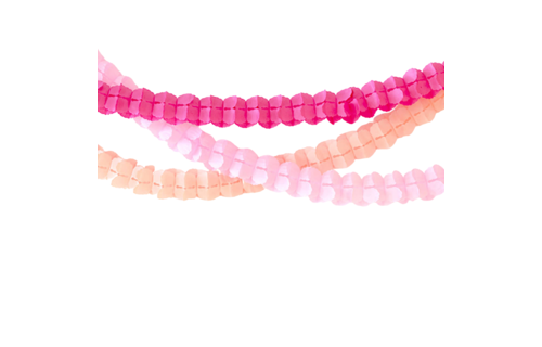 Slingers Pastel Roze en Peach - Set van 3 - Papieren Slingers