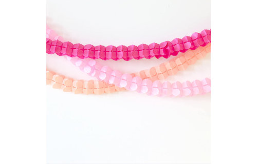 Slingers Pastel Roze en Peach - Set van 3 - Papieren Slingers