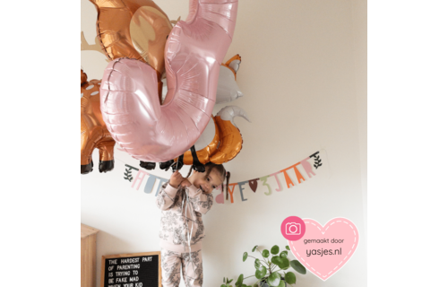 XL Cijfer 3 Folieballon Pastel Roze - 101 cm