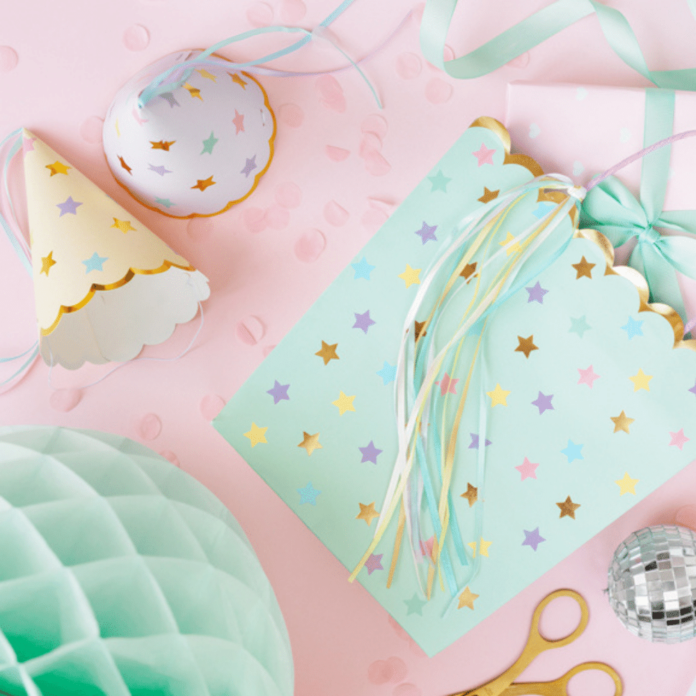 Feesthoedjes Pastel Sterretjes - 6 stuks