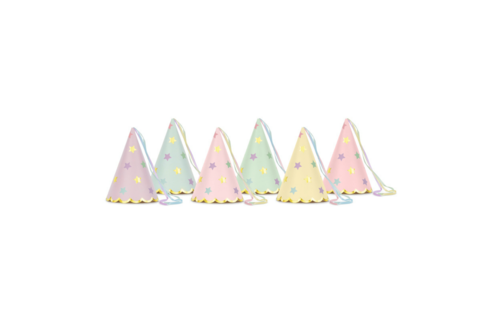 Feesthoedjes Pastel Sterretjes - 6 stuks