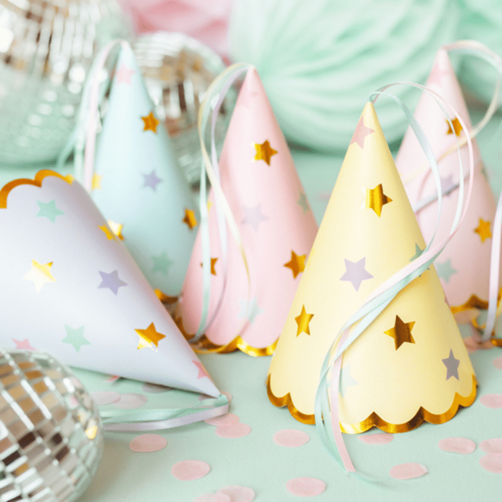 Feesthoedjes Pastel Sterretjes - 6 stuks