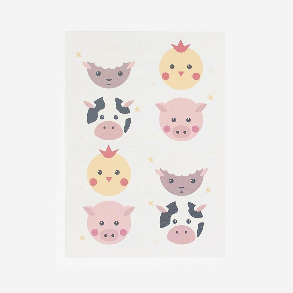 Mini Farm Animals Plaktatoeages - Set van 8 - Boerderijdieren