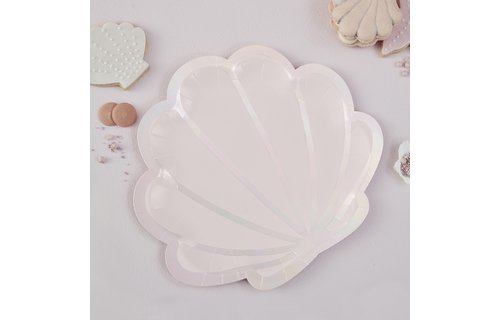 Pink Mermaid Schelp Borden - 8 stuks - Mermaid feestartikelen