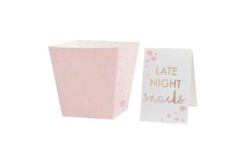 Pamper Party Bakjes en 'Late Night Snacks' Kaartje - Set van 9 - Spa- en slaapfeestje