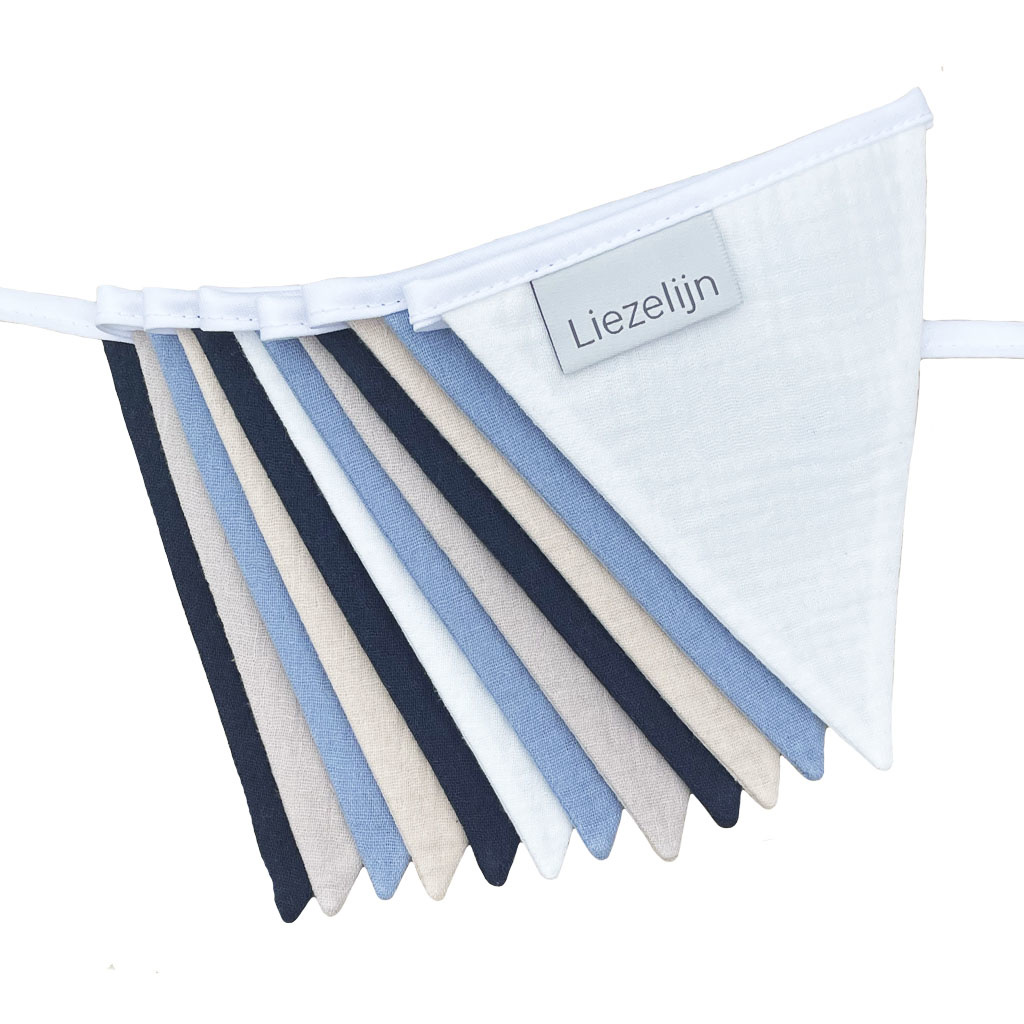 Stoffen Vlaggenlijn Blauw | Feestversiering (slingers) Liezelijn - Hieppp
